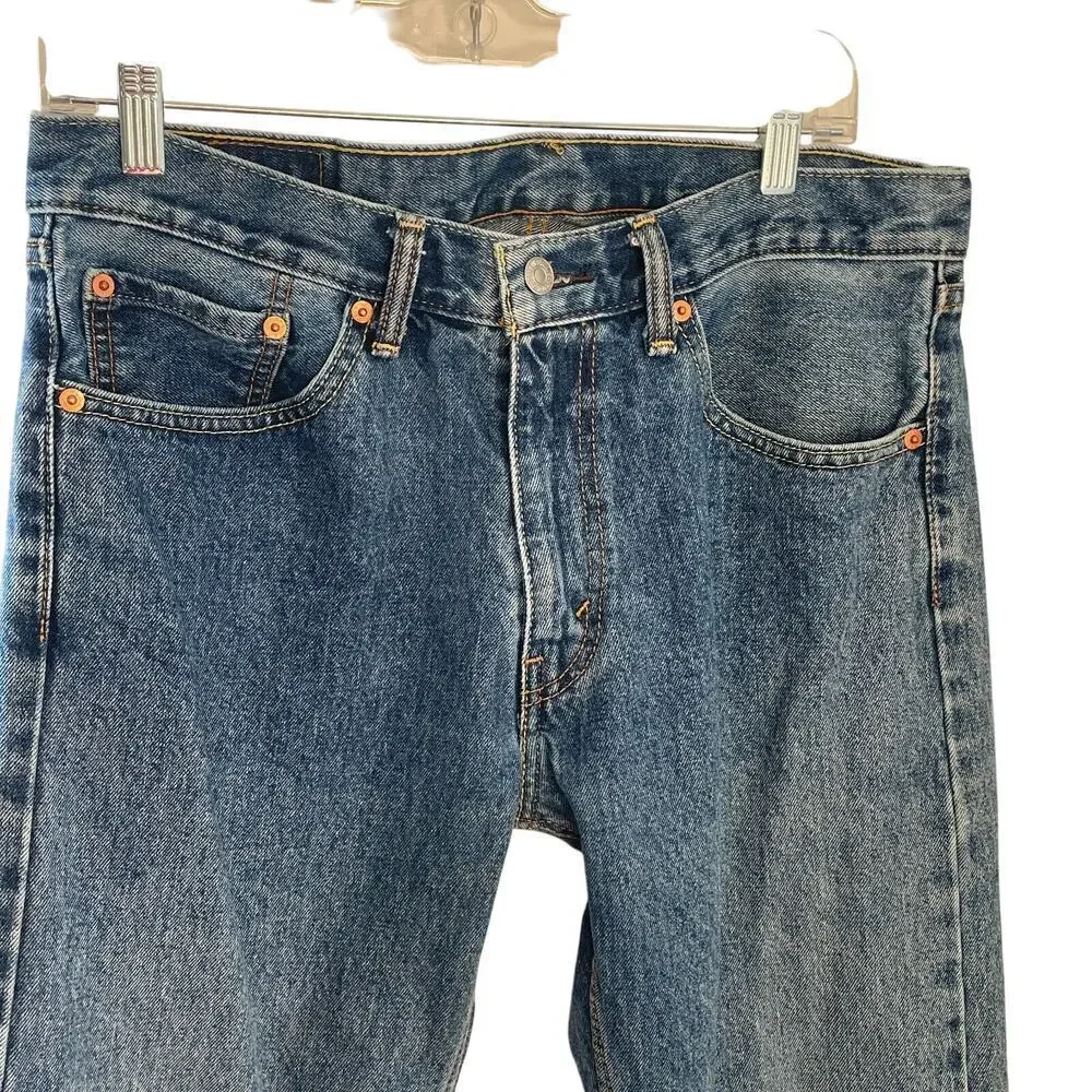 Levis Jeans Men's 505 33x36 Regular Straight Denim Work Pant Medium Stone Cotton